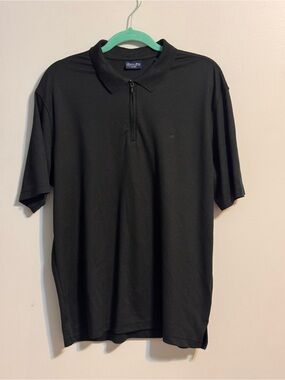 Christian Berg Men's Large Black Quarter Zip Polo Shirt Minimalist